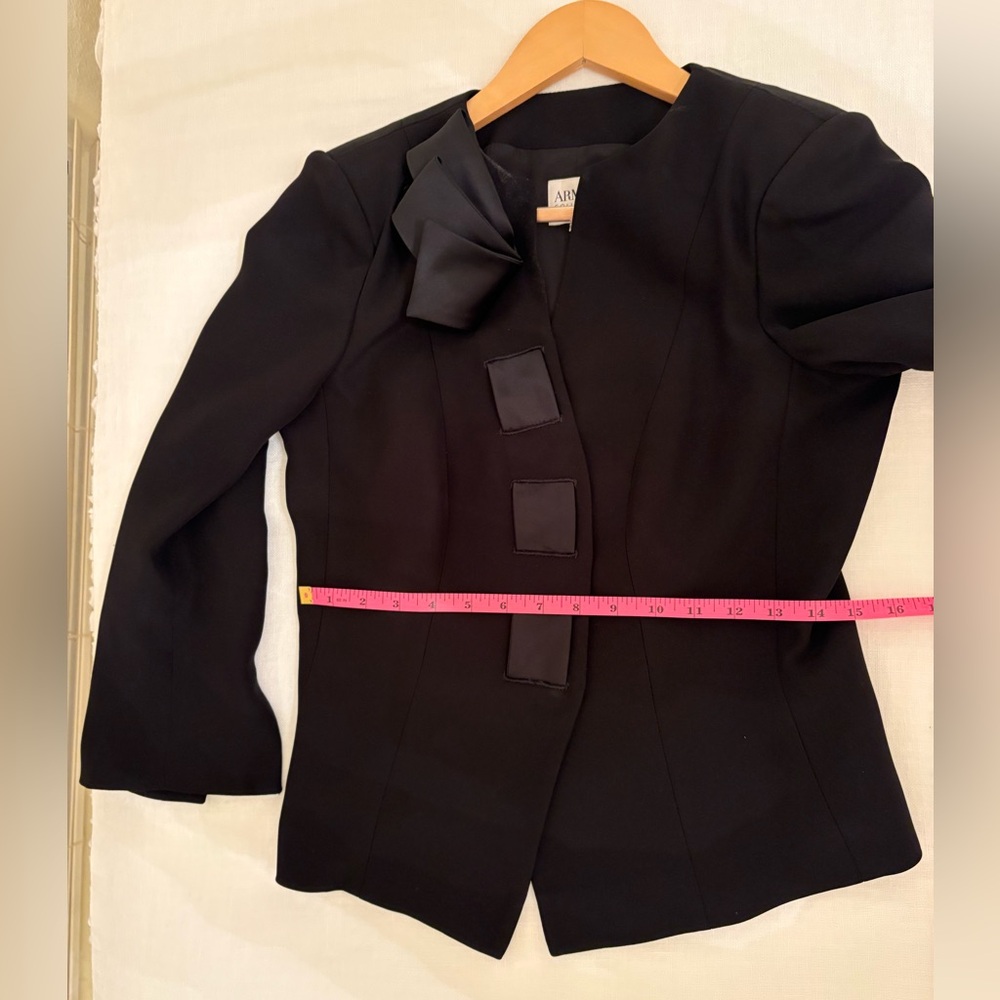 Armani Collezioni Black Women's Blazer with Satin Accents - Picture 6 of 7